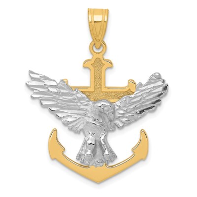 Echtes 14kt bicolor Seemannskreuz mit Adler Anhänger