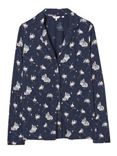 EX Fat Face Women's Long Sleeve Collared Shelter Pyjama Shirt ,Navy Blue Defect 