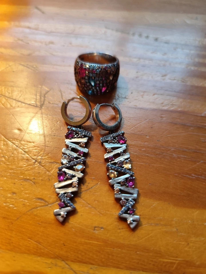 Neu Designerschmuck Set Selber Ring Ohrringe  NP über 300 Euro 