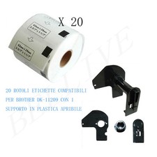20 ROTOLI Etichette adesive compatibile per Brother DK-11209 29mmX62mm SUPPORTO 
