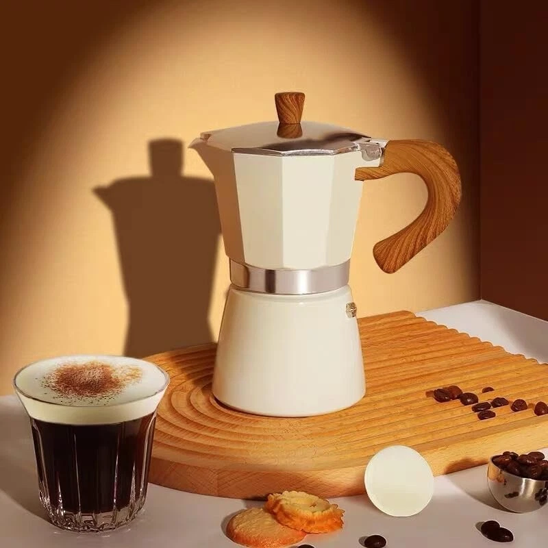 Cream White Moka Pot 6 Cups Espresso Maker