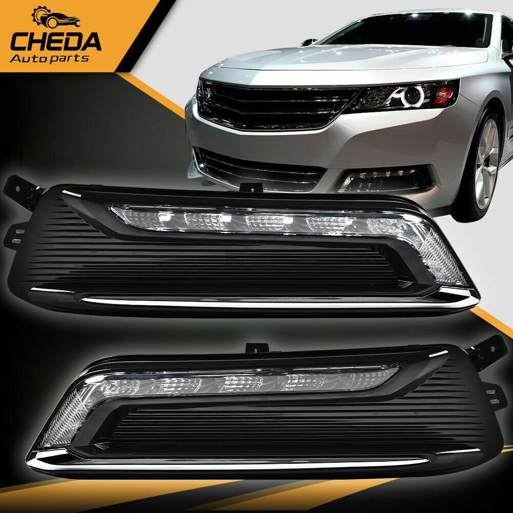 Fit For 14-20 Chevy Impala Clear Lens LED DRL Fog Lights Pair Wiring Switch Kit - Foto 5