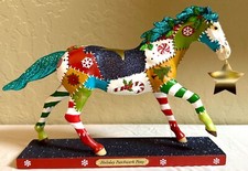 Trail of Painted Ponies Signed Holiday Patchwork Pony, Blue Ribbon  1E/0001 NIB