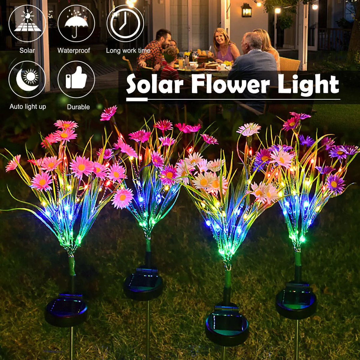 Solar led cheap flower lights