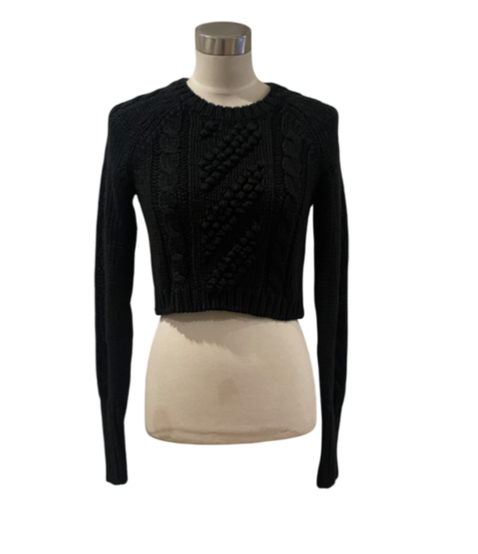 NWOT Express black chunky cable copped sweater crewneck S | eBay