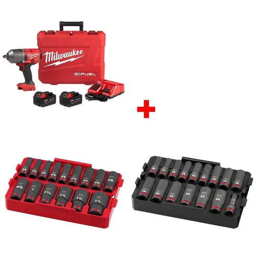 Milwaukee 276722R M18 Impact Wrench Kit w/ FREE 15Pc/16Pc Drive Socket