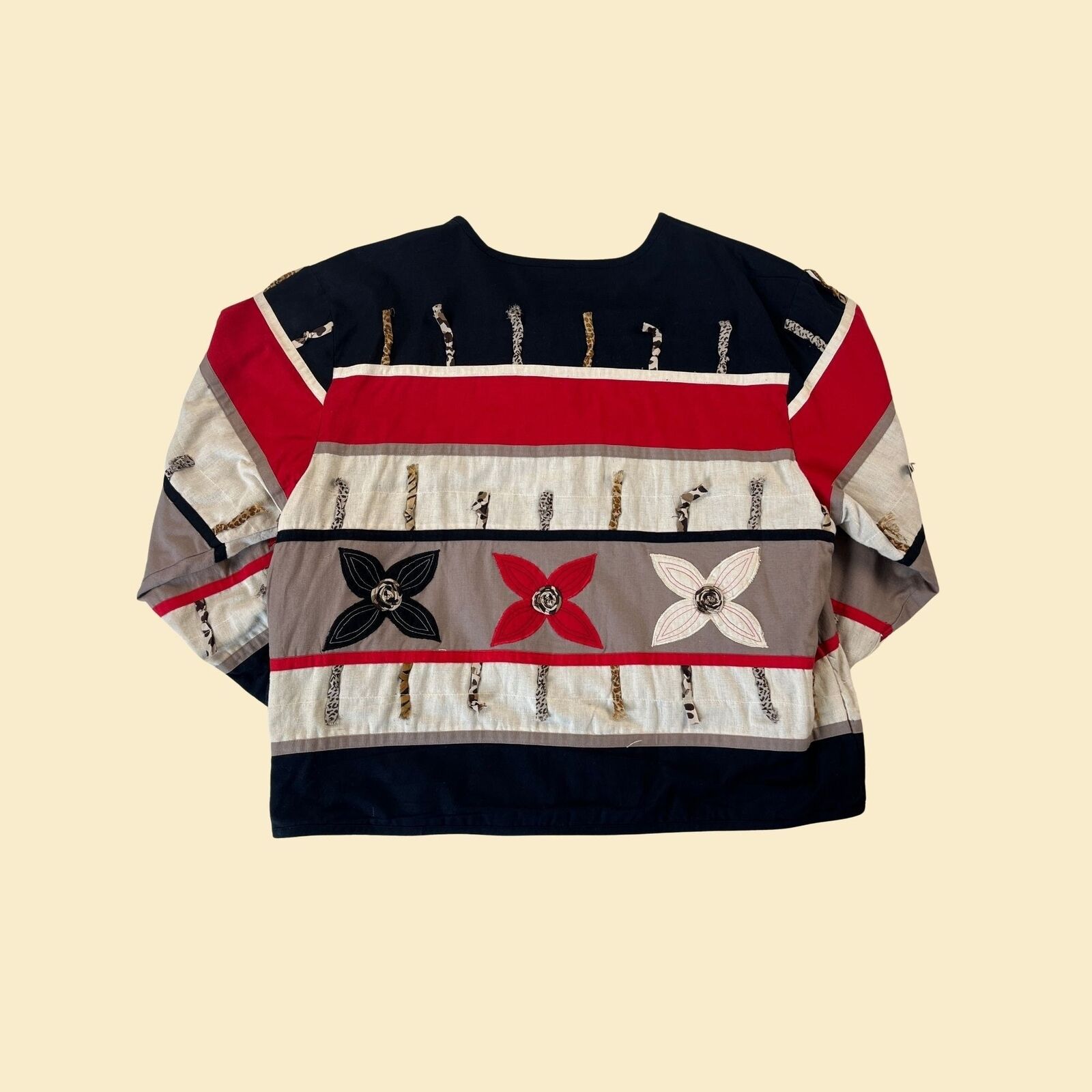 80s patchwork jacket by New Direction, vintage fl… - image 3