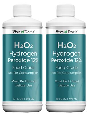 H2O2 Hydrogen Peroxide 12% Aqueous Solution - Food Grade, 16 Fl Oz, 2 Pack (T...