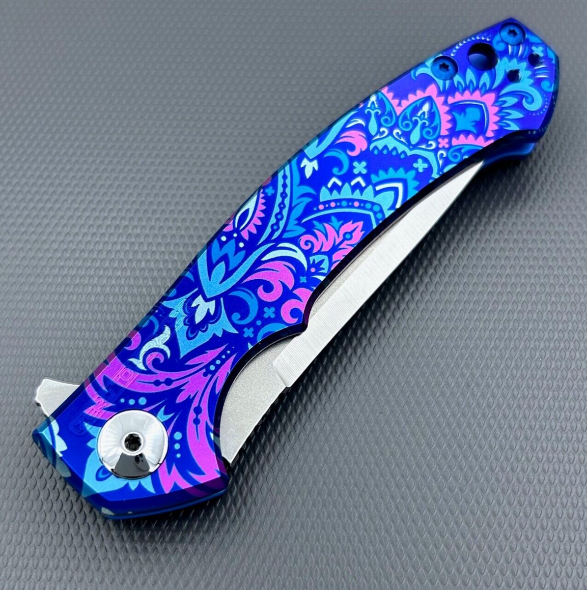 Zero Tolerance ZT 0450 Plain Edge Folder Blue Paisley Ano - Ti