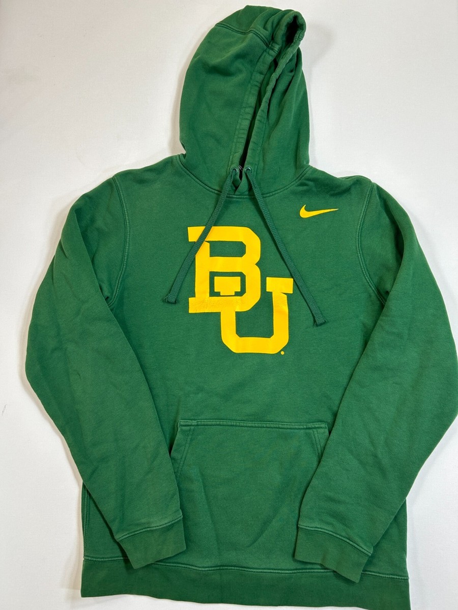 Nike Baylor Bears Hoodie Mens Small Green Yellow Pullover
