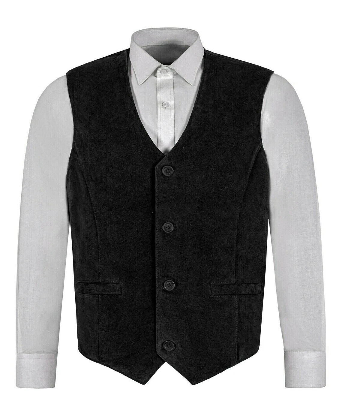 New Men's Suede 100% Soft Lambskin Vest Coat Stylish Slim Fit Causal Waistcoat