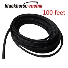 100 FT 1/2" Expandable Wire Cable Sleeving Sheathing Braided Loom Tubing Black