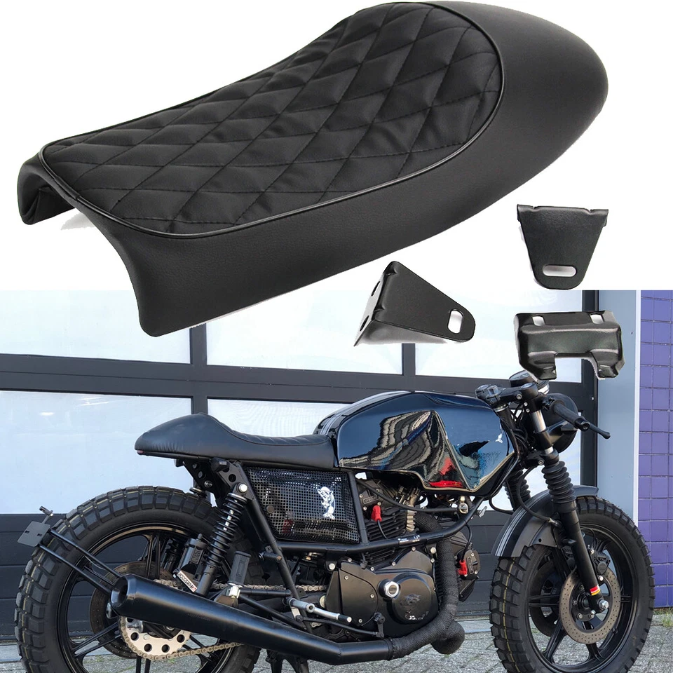 Black Motorcycle Cafe Racer Seat Hump Saddle For Honda Suzuki Kawasaki Yamaha - Image 2 of 4