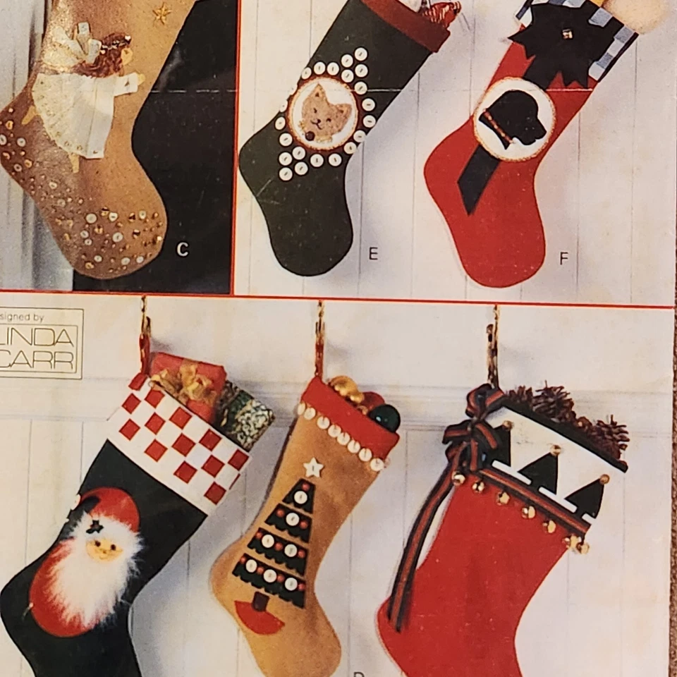 Vogue Craft Pattern 9051 Linda Carr Christmas Stockings Uncut Vintage 1994 - Image 3 of 4