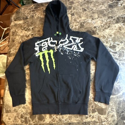 Y2K FOX RACING MONSTER ENERGY HOODIE COLLABORATION RICKY CARMICHAEL Small  RARE🔥