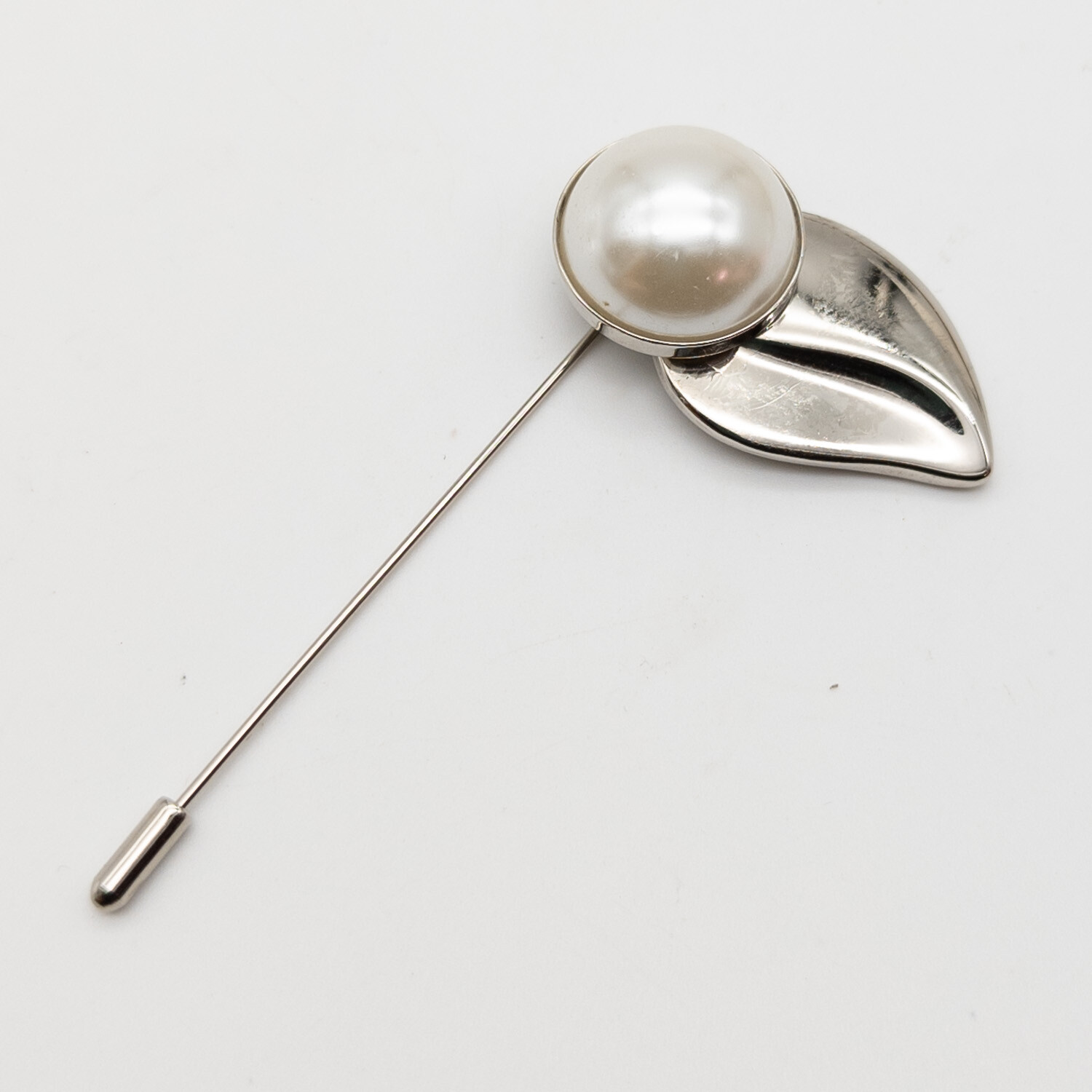 Vtg Salvatore Ferragamo Faux Pearl Stick Hat Pin Made in Italy