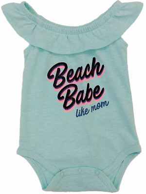 Infant Girls Blue Ruffle Beach Babe Like Mom Bodysuit Creeper Baby