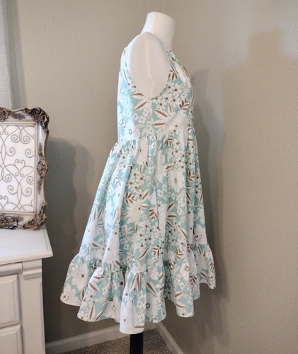 ALOHA MARINA Größe Small blau weiß Blumen Kona Minikleid Baumwolle hergestellt in den USA Hawaii - Bild 2 von 11