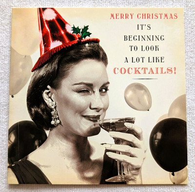 CHRISTMAS Greeting Card It's Beginning to Look a Lot Like COCKTAILS Retro Party