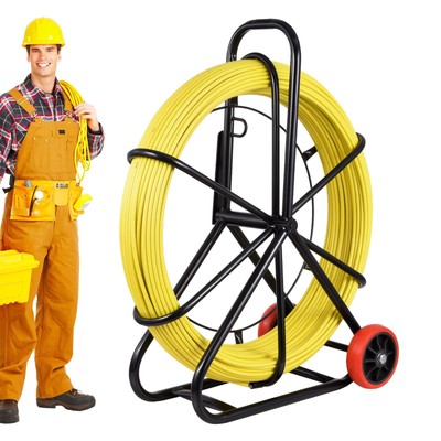 426Ft Fish Tape Fiberglass Reel Wire Cable Running Rod Duct Rodder Puller