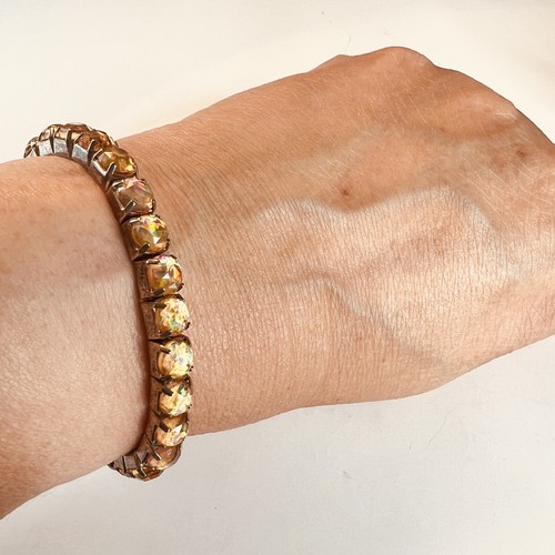 PD PREMIER DESIGNS Stretch Tennis Bracelet Orange Gemstone Prong Settings Signed - Picture 3 of 6