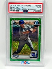 BOBBY WITT JR 2020 BOWMAN CHROME 1ST GREEN SHIMMER 77/99 PSA 9 #BCP-25 JC