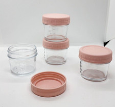 Glass Storage Jars 4oz Food Storage Kitchen Clear Glass Plastic Lid Freezer Safe