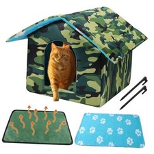 Outdoor Cat House Weatherproof Insulated Feral Cat Shelter Self 14" x 13" x 12"