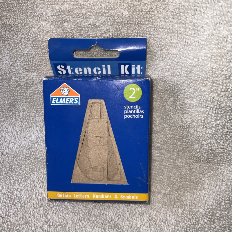 Elmers Stencil Kit - 2” Gothic Letters Numbers & Symbols Cardboard School Art