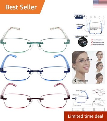 3 Pack Blue Light Blocking Reading Glasses for Women - Anti-Strain UV400 Readers