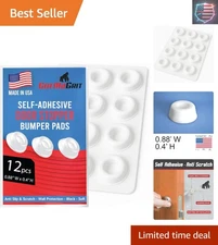 Self-Adhesive White Rubber Door Bumpers (12 pcs) - Noise Dampening & Durable