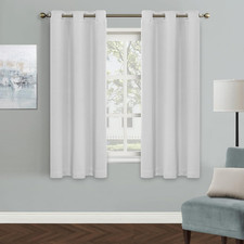 Grommet Top Thermal Insulated Window Blackout Curtains, 42 X 63 Inch, Greyish Wh