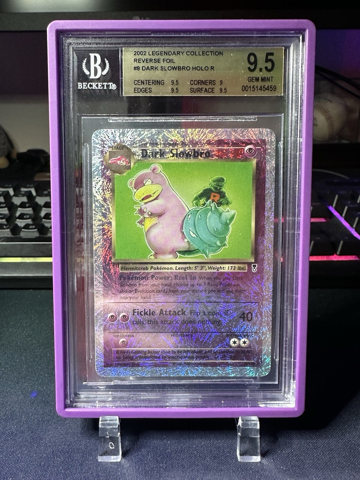 BGS 9.5 Gem Mint Legendary Collection Reverse Holo Dark Slowbro #8 *Pop 4*