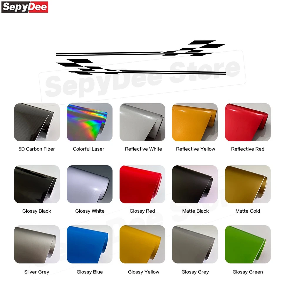 Calcomanía de vinilo a rayas gráficas a cuadros para puerta de auto Toyota Highlander Foto 2 de 4