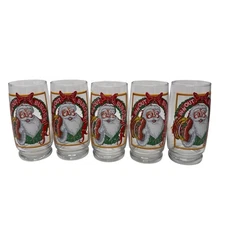 IN-N-OUT BURGER Santa Glasses Christmas Series 1982 Vintage & Rare Set of 5