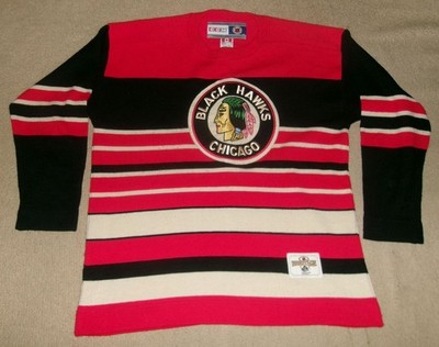 STITCHED Vintage CCM Heritage CHICAGO BLACKHAWKS Throwback JERSEY/Sweater L 