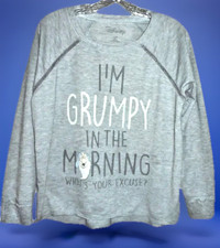 Vintage Disney Store Grumpy Womens Medium Nightshirt Nightgown Gray Sleep Shirt