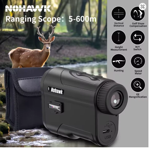 DT Hunting Rangefinder, 600 Meters 6.5 X Laser Range Finder, USB Charging - Image 2 of 4