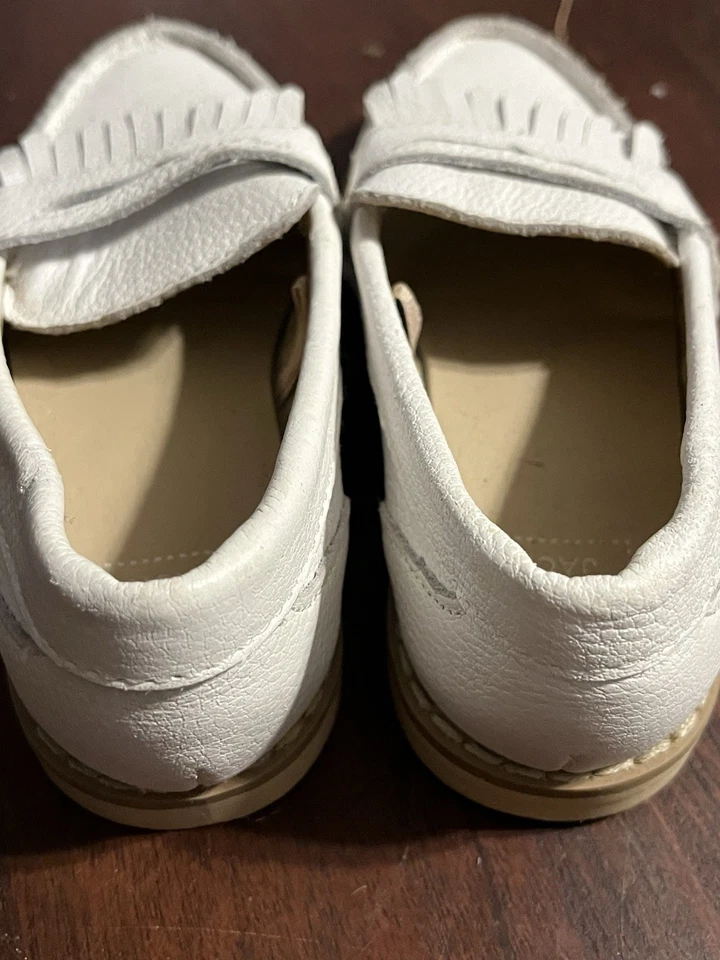 Janie and Jack Zapatos de Vestir Iglesia Cuero Blanco Penny Mocasines Niños Pequeños Talla 2T Foto 3 de 4