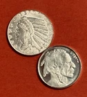 2-1/10 Troy oz Silver Rounds Incuse Indian Head and Buffalo Indian Design #SB