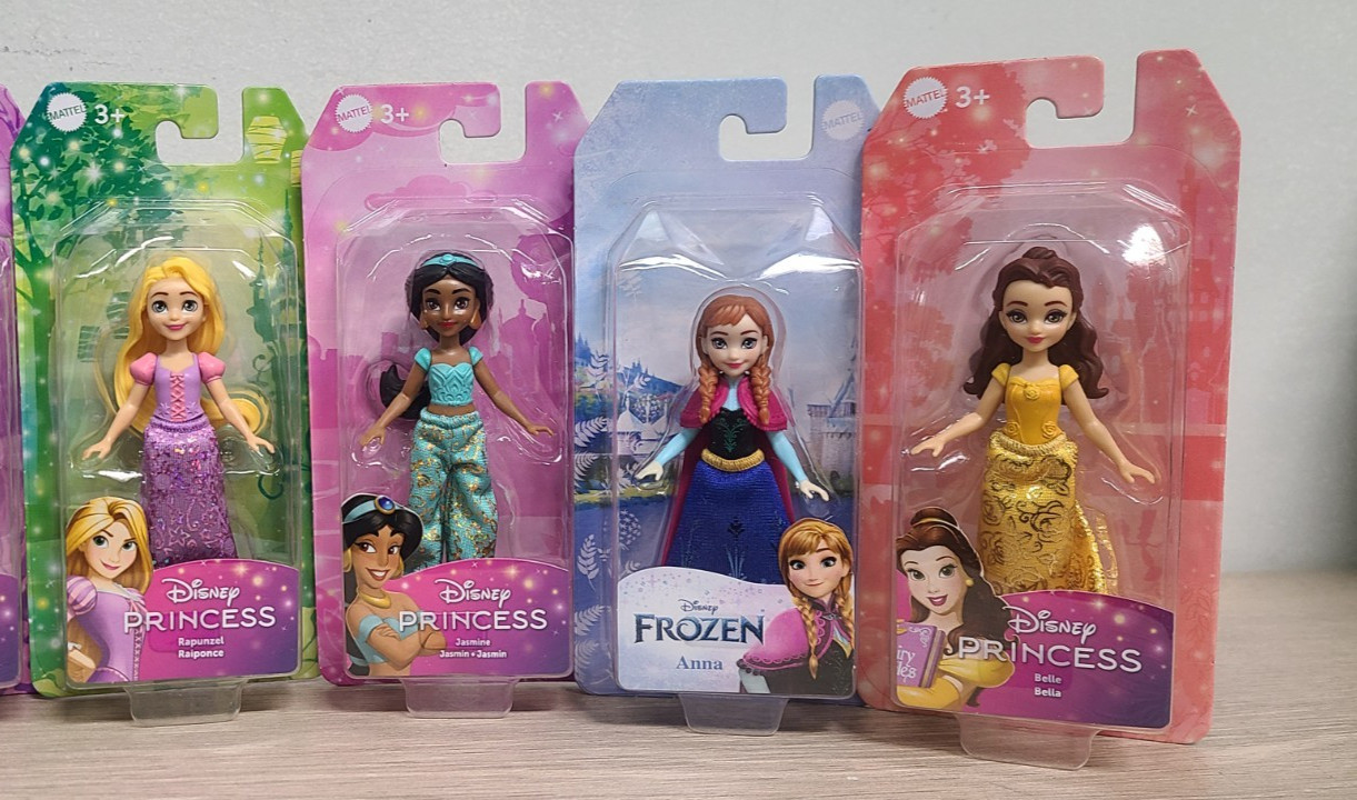 4 X Disney Princess 3 inch Doll Belle, Jasmine, Rapunzel, Elsa, Ariel Bundle