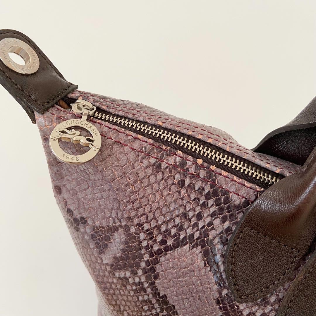Longchamp Le Pliage Python Tote Bag Brown Leather… - image 12
