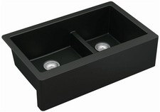 Karran USA QA-760 Quartz QA 34" Farmhouse Double Basin Quartz - Black