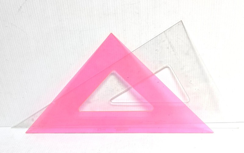 TWO KOH-I-NOOR ACRYLIC DRAFTING TRIANGLES - 12" 7206F-12 & 18" 7205-18