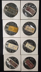 Lot Of 8 Vintage DAV Mini License Plate Key Tags Disabled American Vet 1953-1969