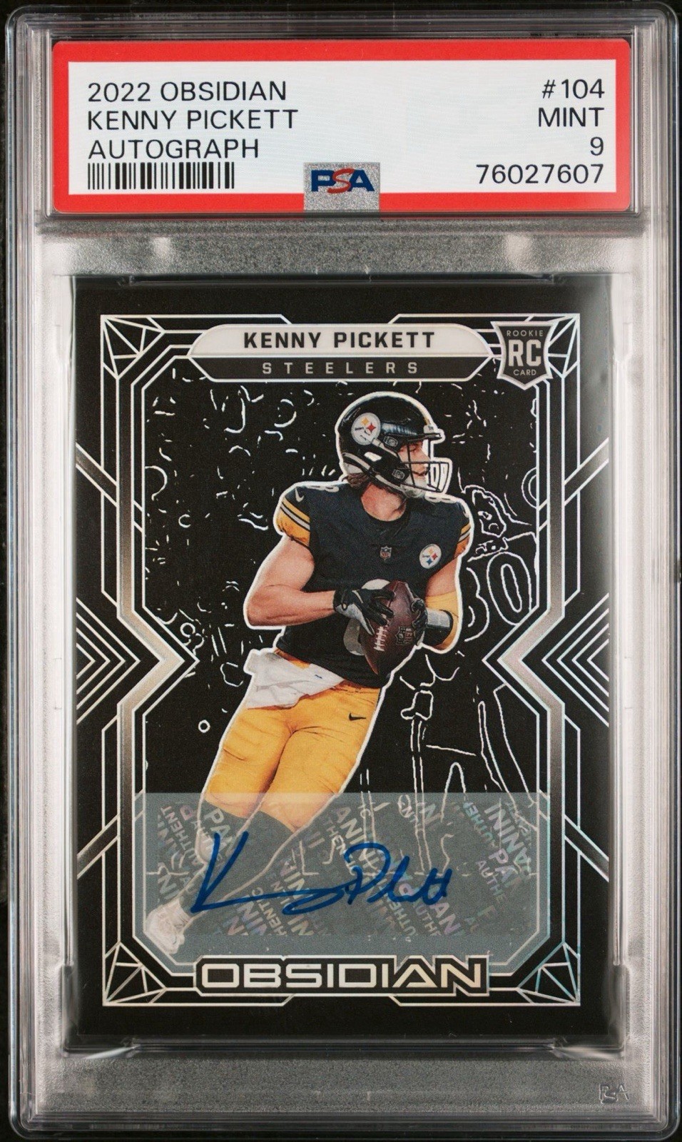 PSA 9 Mint 2022 Panini Obsidian #104 Kenny Pickett /199 Auto RC Rookie Steelers