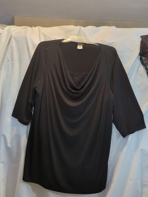 JUST MY SIZE BLACK PULLOVER SCOOP NECK  w'' Lace/ Size 4X