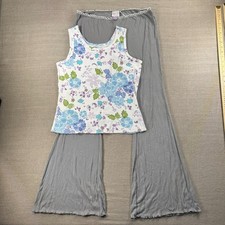 Cute Cozy Soft Women's Pajama Set Floral Tank Flowy Stretchy Pants Small Medium