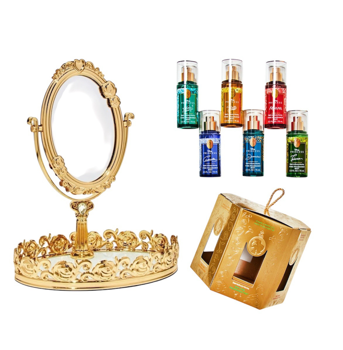 Disney Princess Bath And Body Works Belle Miror &  Mini Fragrance Gift Set