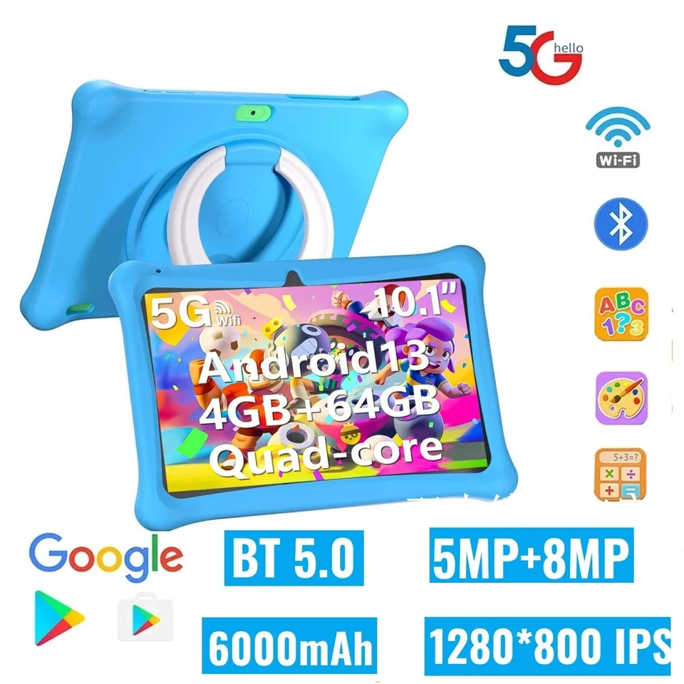 SGIN 2025 Kids Tablet 10 Inch, Android, 4GB+64GB Storage, Bundle, WIFI, Free Case NEW